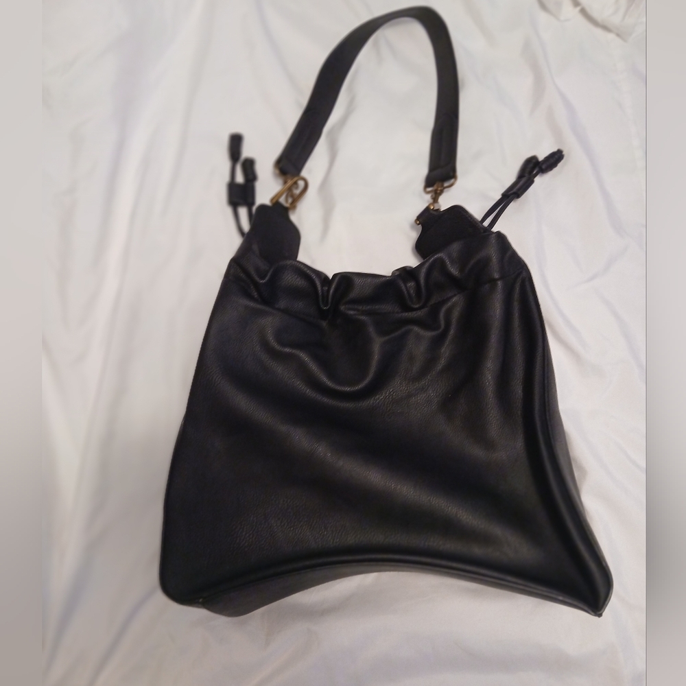 Universal Thread Black Faux Leather Women's Drawstring Bag